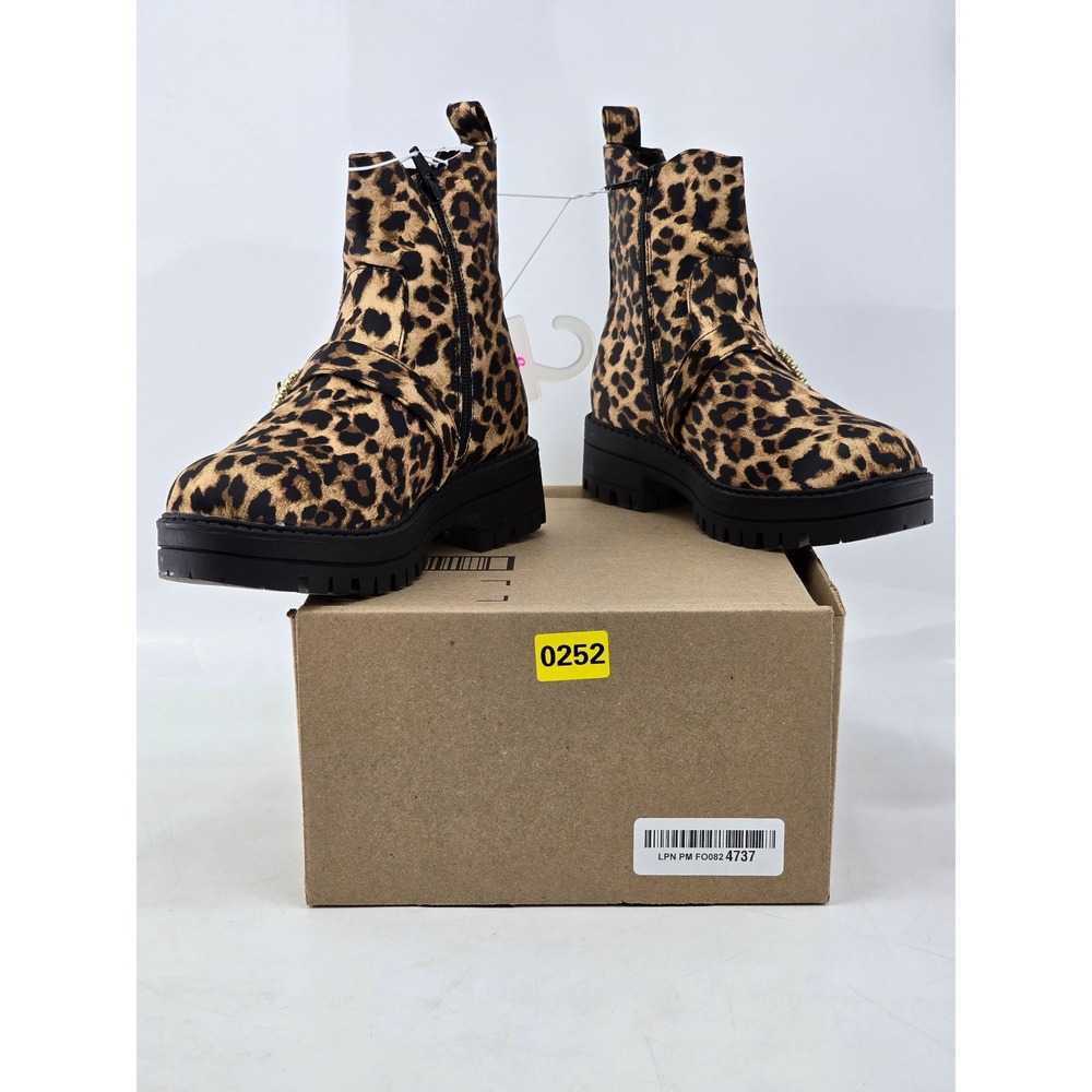 The Childrens Place Leopard Print Boots Girls Size 6 Brown Ankle Boot - New
